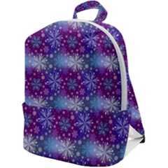 Snow Blue Purple Tulip Zip Up Backpack