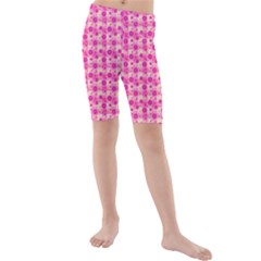 Heart Pink Kids  Mid Length Swim Shorts