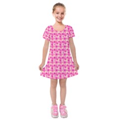 Heart Pink Kids  Short Sleeve Velvet Dress