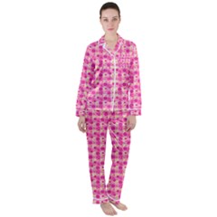 Heart Pink Satin Long Sleeve Pajamas Set