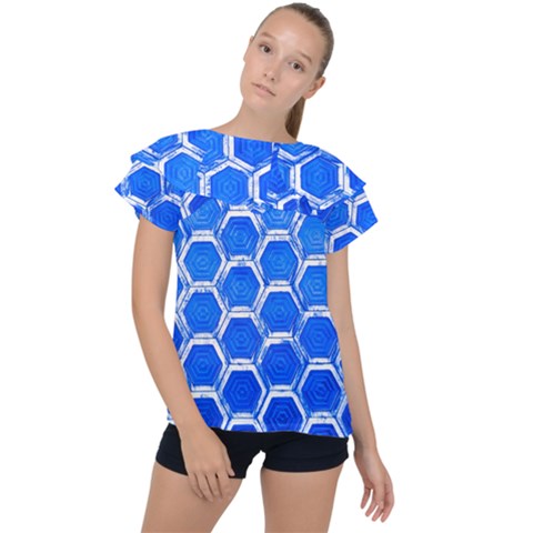 Hexagon Windows Ruffle Collar Chiffon Blouse by essentialimage365