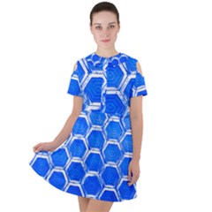 Hexagon Windows Short Sleeve Shoulder Cut Out Dress  by essentialimage365