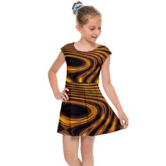 Wave Abstract Lines Kids  Cap Sleeve Dress by Dutashop