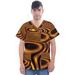 Wave Abstract Lines Men s V-neck Scrub Top