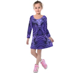 Mandala Neon Kids  Long Sleeve Velvet Dress