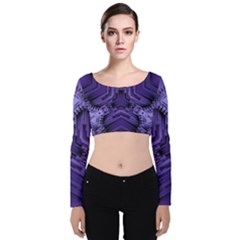 Mandala Neon Velvet Long Sleeve Crop Top