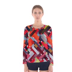 Maze Abstract Texture Rainbow Women s Long Sleeve Tee