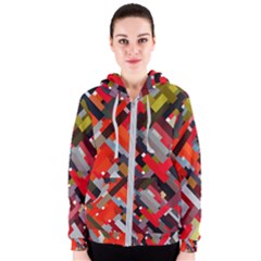 Maze Abstract Texture Rainbow Women s Zipper Hoodie