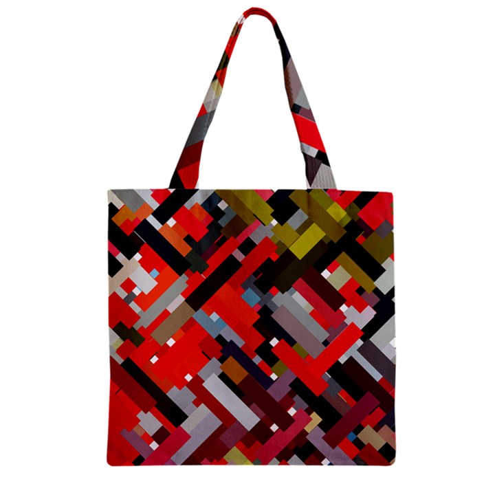 Maze Abstract Texture Rainbow Zipper Grocery Tote Bag