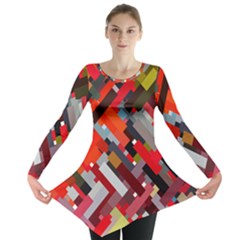 Maze Abstract Texture Rainbow Long Sleeve Tunic 