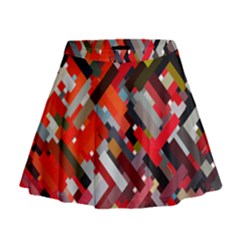 Maze Abstract Texture Rainbow Mini Flare Skirt