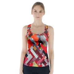 Maze Abstract Texture Rainbow Racer Back Sports Top