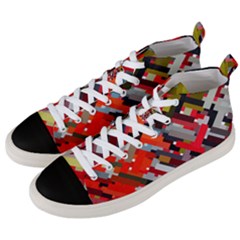 Maze Abstract Texture Rainbow Men s Mid-top Canvas Sneakers