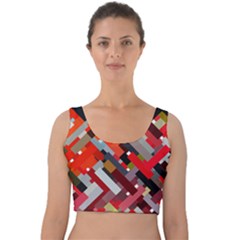 Maze Abstract Texture Rainbow Velvet Crop Top by Dutashop