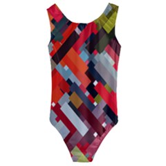Maze Abstract Texture Rainbow Kids  Cut-out Back One Piece Swimsuit by Dutashop