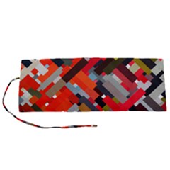 Maze Abstract Texture Rainbow Roll Up Canvas Pencil Holder (s)