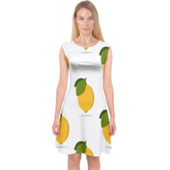 Lemon Fruit Capsleeve Midi Dress