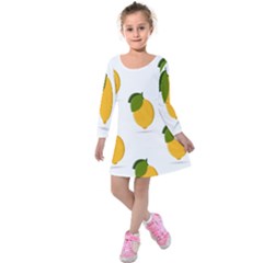 Lemon Fruit Kids  Long Sleeve Velvet Dress