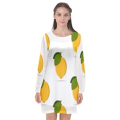 Lemon Fruit Long Sleeve Chiffon Shift Dress  by Dutashop