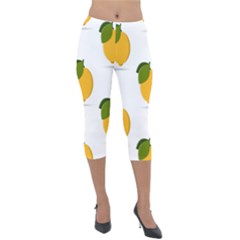 Lemon Fruit Lightweight Velour Capri Leggings 