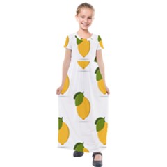 Lemon Fruit Kids  Short Sleeve Maxi Dress by Dutashop