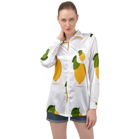 Lemon Fruit Long Sleeve Satin Shirt by Dutashop