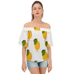 Lemon Fruit Off Shoulder Short Sleeve Top by Dutashop