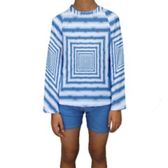 Metallic Blue Shiny Reflective Kids  Long Sleeve Swimwear