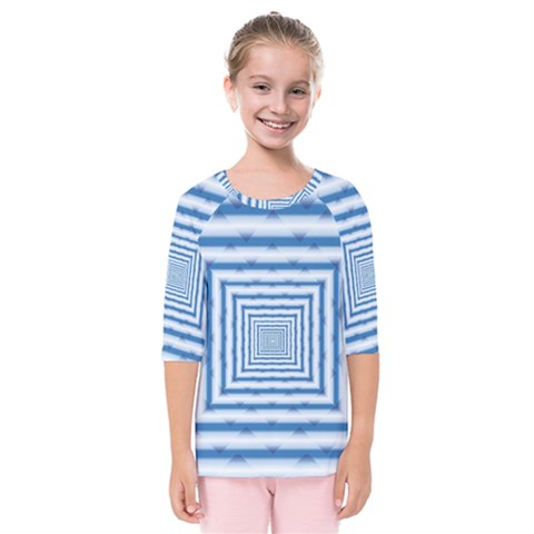 Metallic Blue Shiny Reflective Kids  Quarter Sleeve Raglan Tee by Dutashop