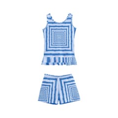 Metallic Blue Shiny Reflective Kids  Boyleg Swimsuit