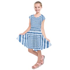 Metallic Blue Shiny Reflective Kids  Short Sleeve Dress