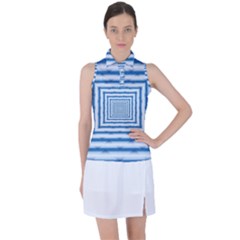 Metallic Blue Shiny Reflective Women s Sleeveless Polo Tee by Dutashop