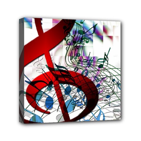 Music Treble Clef Sound Mini Canvas 6  X 6  (stretched)