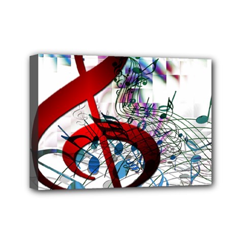 Music Treble Clef Sound Mini Canvas 7  X 5  (stretched)