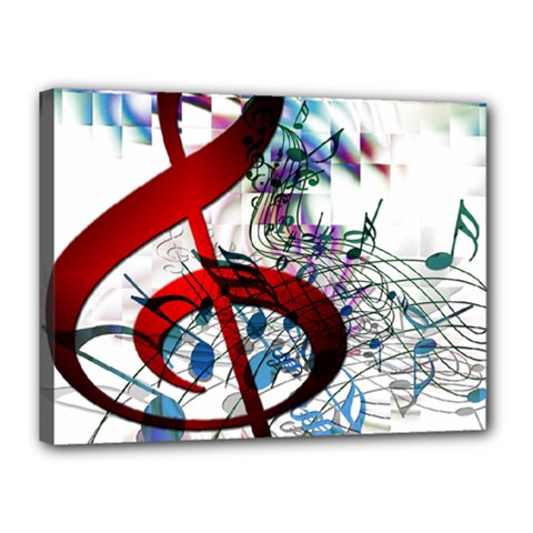 Music Treble Clef Sound Canvas 16  X 12  (stretched)