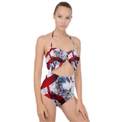 Music Treble Clef Sound Scallop Top Cut Out Swimsuit
