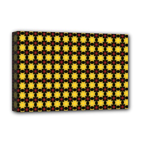 Yellow Pattern Green Deluxe Canvas 18  X 12  (stretched)