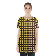 Yellow Pattern Green Skirt Hem Sports Top