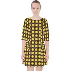 Yellow Pattern Green Pocket Dress