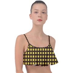 Yellow Pattern Green Frill Bikini Top