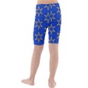 Star Pattern Blue Gold Kids  Mid Length Swim Shorts View2