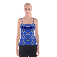 Star Pattern Blue Gold Spaghetti Strap Top by Dutashop