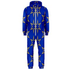 Star Pattern Blue Gold Hooded Jumpsuit (men)  by Dutashop