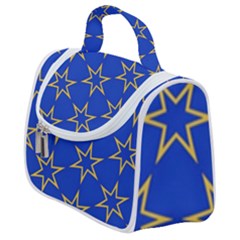 Star Pattern Blue Gold Satchel Handbag by Dutashop