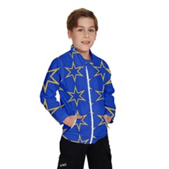 Star Pattern Blue Gold Kids  Windbreaker