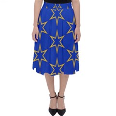 Star Pattern Blue Gold Classic Midi Skirt