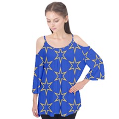 Star Pattern Blue Gold Flutter Tees