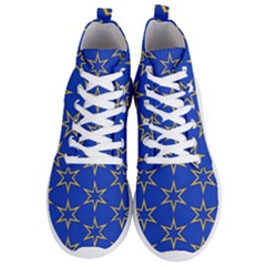 Star Pattern Blue Gold Men s Lightweight High Top Sneakers