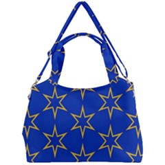 Star Pattern Blue Gold Double Compartment Shoulder Bag