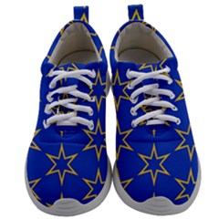 Star Pattern Blue Gold Mens Athletic Shoes